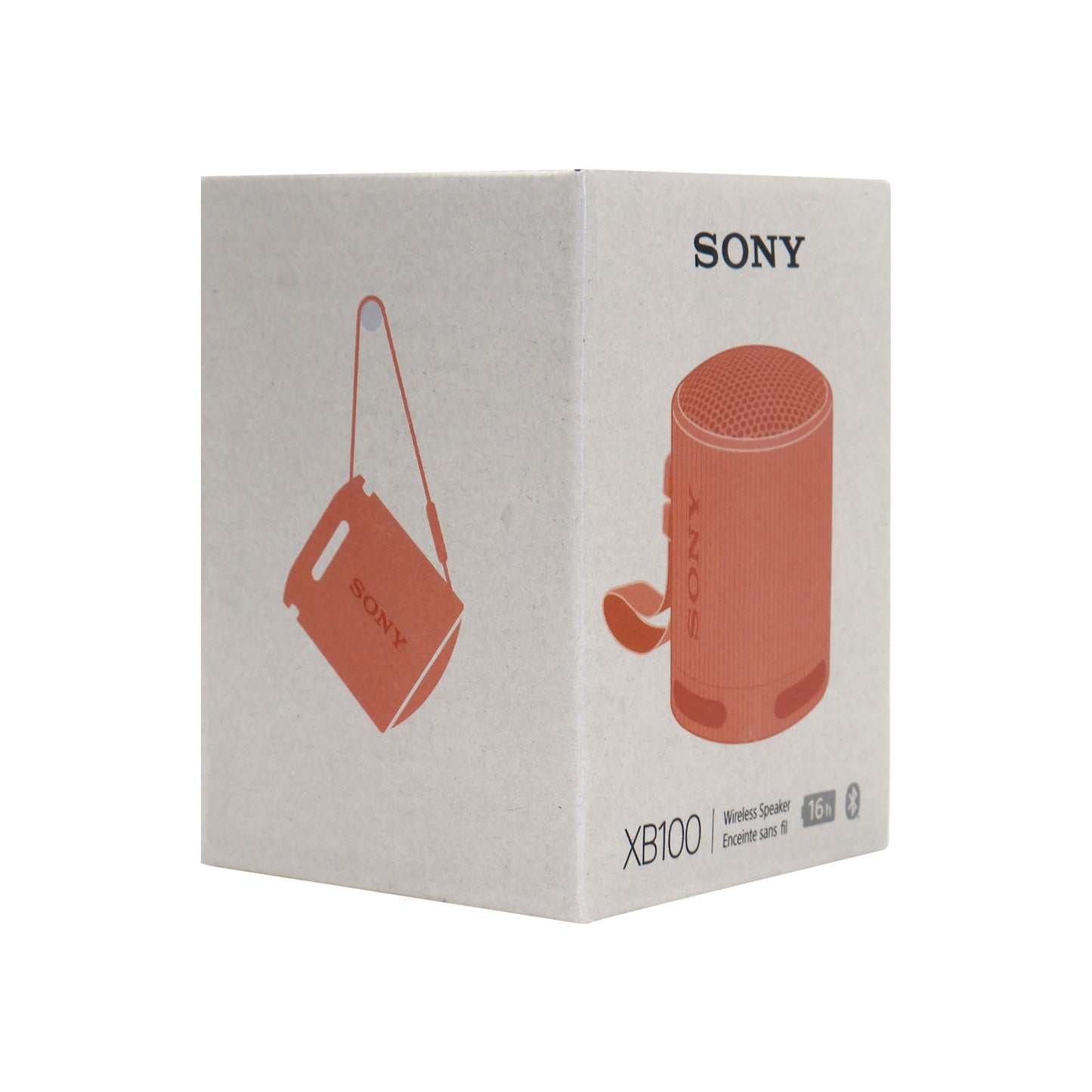 Sony XB100 Portable Waterproof Bluetooth Speaker (Orange) + Sony MDR-ZX110 On-Ear Wired Headphones (White)