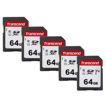5x Transcend 64GB 300S SDXC Class 10 Memory Card