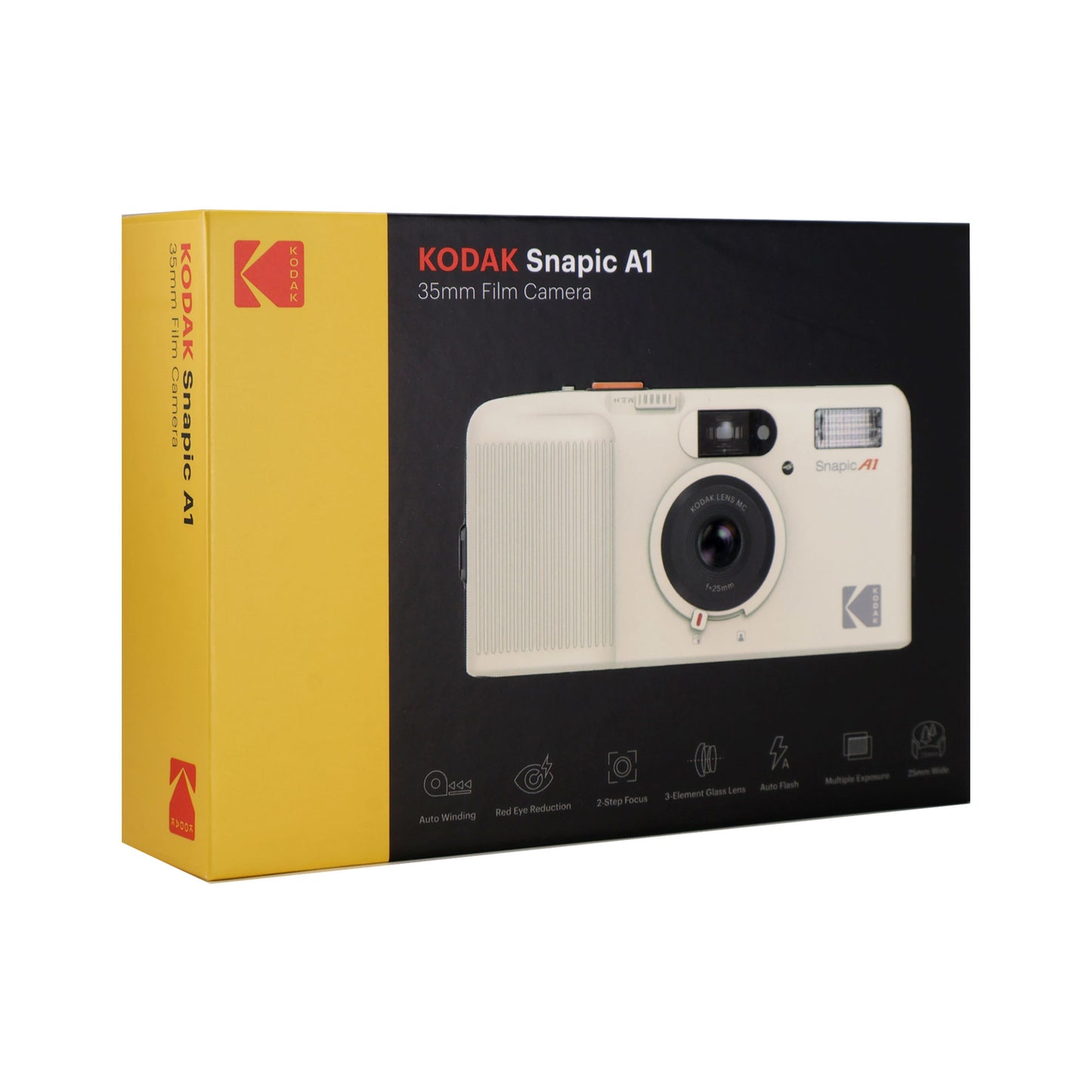 Kodak Snapic A1 35mm Film Camera (Ivory White) with ColorPlus 200 Color Negative Film and Pro 400TX Tri-X 400 Negative Film + 4x Alkaline AAA Batteries