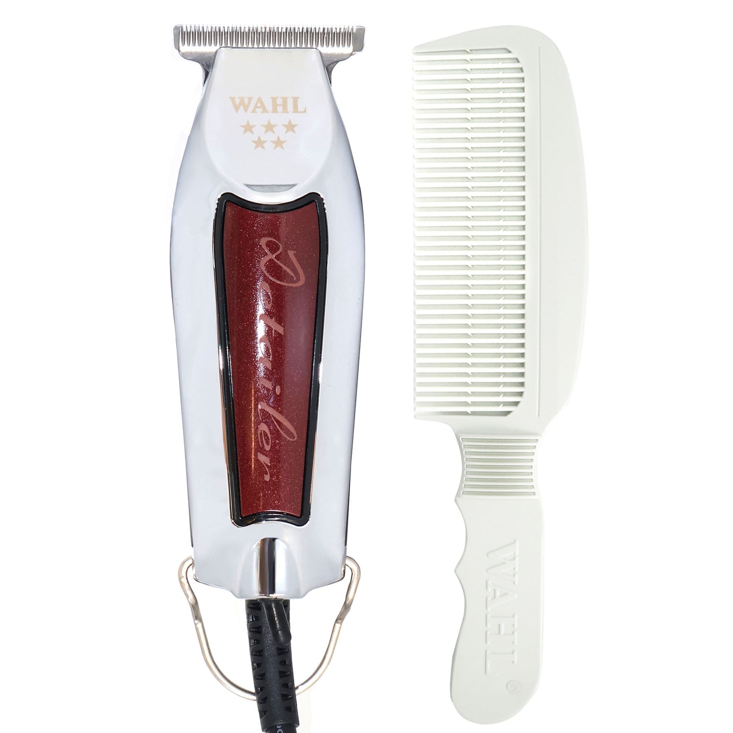 Wahl Profesional 5 Star Series Detailer Trimmer 8081 with Wahl Flat Top Comb White