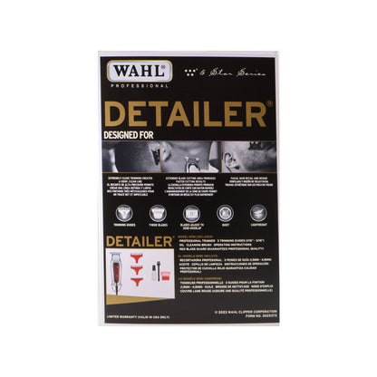 Wahl Profesional 5 Star Series Detailer Trimmer 8081 with Wahl Flat Top Comb White