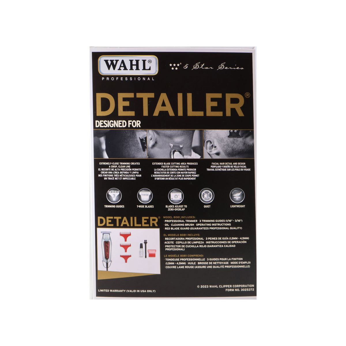 Wahl Profesional 5 Star Series Detailer Trimmer 8081 with Wahl Professional 5-Star Series Magic Clip Corded Precision Fade Clipper 8451