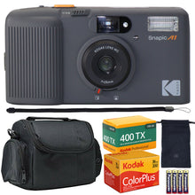 Kodak Snapic A1 35mm Film Camera (Rhino Gray) with ColorPlus 200 Color Negative Film and Pro 400TX Tri-X 400 Negative Film + 4x Alkaline AAA Batteries