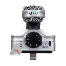 ZOOM IQ7 Mid-Side Stereo Microphone For iOS Devices With Lightning Connector + 8" LED Ring Light with Tripod Mount Stand, Power Bank and Wireless Remote