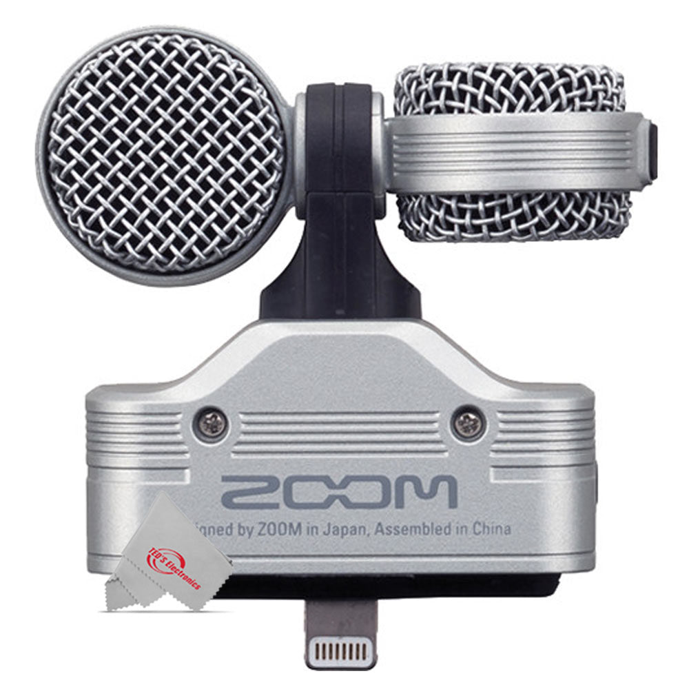 ZOOM IQ7 Mid-Side Stereo Microphone For iOS Devices With Lightning Connector + 8" LED Ring Light with Tripod Mount Stand, Power Bank and Wireless Remote