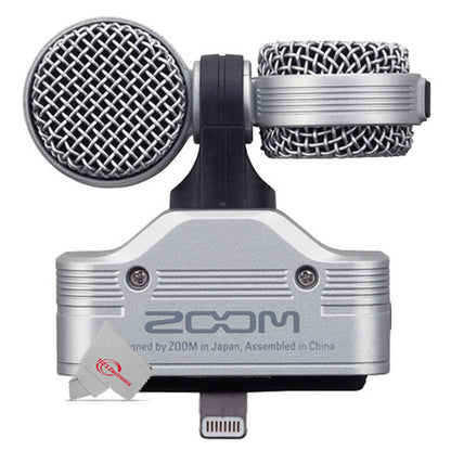 ZOOM IQ7 Mid-Side Stereo Microphone For iOS Devices With Lightning Connector + 8" LED Ring Light with Tripod Mount Stand, Power Bank and Wireless Remote