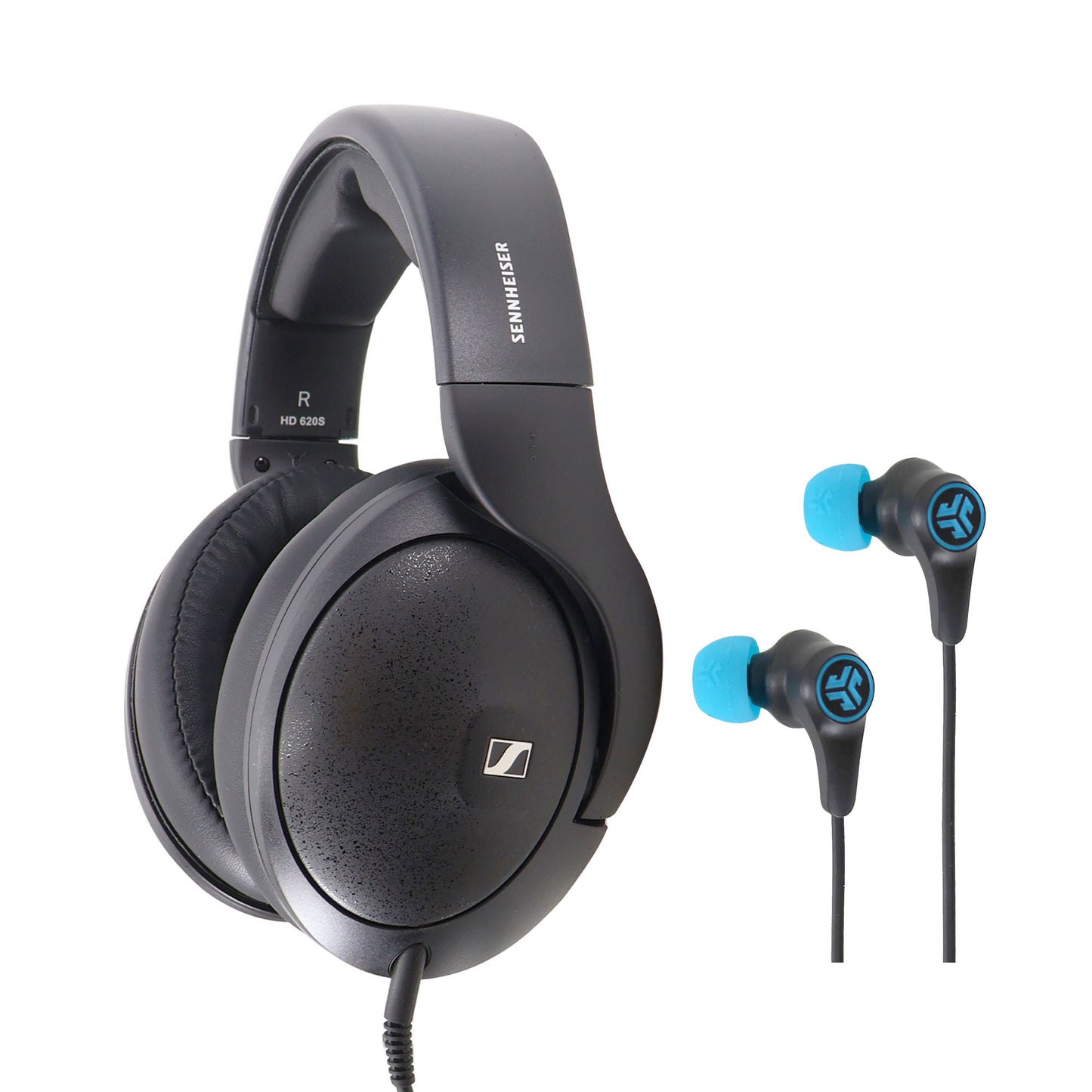 Sennheiser HD 620S Closed-Back Wired Audiophile Headphones with JLab Play Gaming Wireless Bluetooth Earbuds - Black/Blue