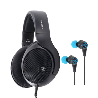 Sennheiser HD 560S Open-Back High-Performance Headphones + JLab Play Gaming Wireless Bluetooth Earbuds - Black/Blue