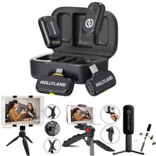 Hollyland LARK A1 Combo 2-Person Wireless Microphone System with USB-C and Lightning Connectors for Mobile Devices (Space Gray) Podcast & Interview Bundle