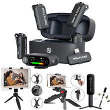 Hollyland LARK MAX 2 Combo 4-Person Wireless Microphone System for Cameras and Mobile Devices (Space Gray, 2.4 GHz) Podcast & Interview Bundle