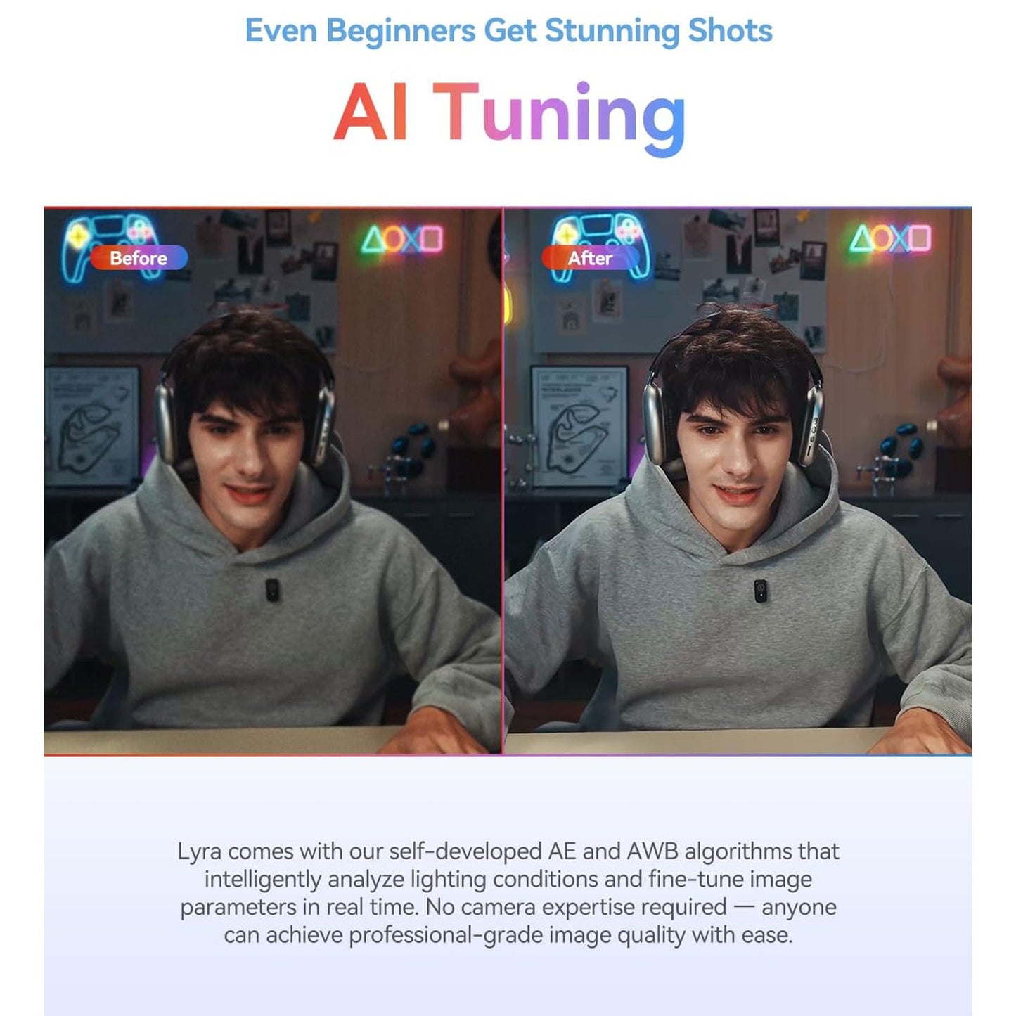 Hollyland Lyra UHD 4K Webcam Streaming Bundle with LARK A1 Wireless Mic + Hollyland Interview Adapter for Wireless Microphones Handheld and Desktop Use