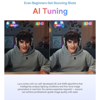 Hollyland Lyra UHD 4K Webcam Streaming Bundle with LARK A1 Wireless Mic + Hollyland Interview Adapter for Wireless Microphones Handheld and Desktop Use