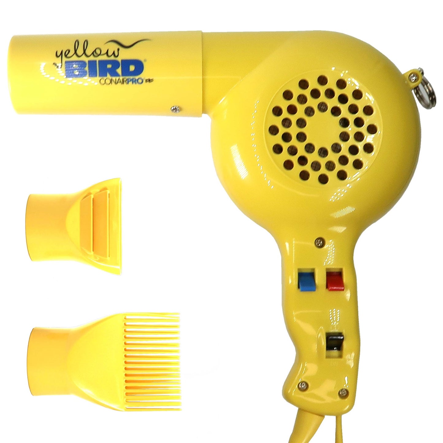 Conair Pro Yellow Bird Hair Dryer YB075W with Ergo-Grip Detangler Brush for Fast Styling
