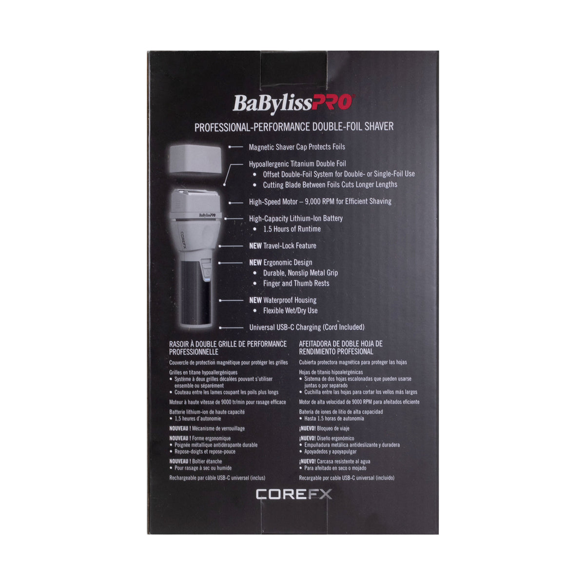 BaBylissPRO FX75FS2 COREFX Cordless Double Foil Shaver Titanium Wet/Dry New