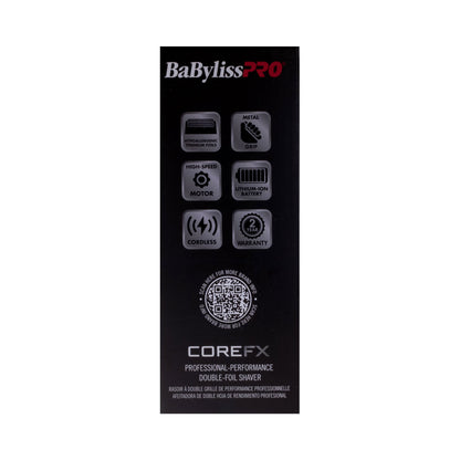 BaBylissPRO FX75FS2 COREFX Cordless Double Foil Shaver Titanium Wet/Dry New