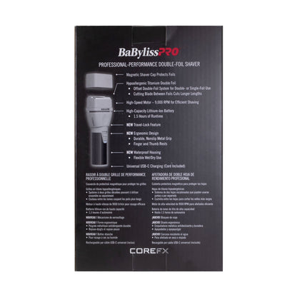 BaByliss Pro COREFX Professional Performance Double Foil Shaver FX75FS2 with Hair Trimmer FX76 and Universal Travel Case