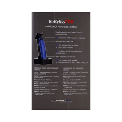 BaBylissPRO High Performance Low Profile Compact Trimmer - Blue (FX72) + BaByliss Pro Lo-ProFX Compact High-Performance Single Foil Cordless Shaver (Blue)