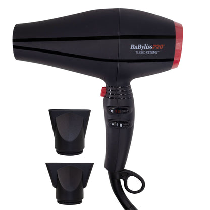 BaByliss Pro Professional Turbo Xtreme Hair Dryer BAB9400UC (Black) + Babyliss Pro Barberology Comb Set (Clipper, Cutting, Taper Combs) - Red