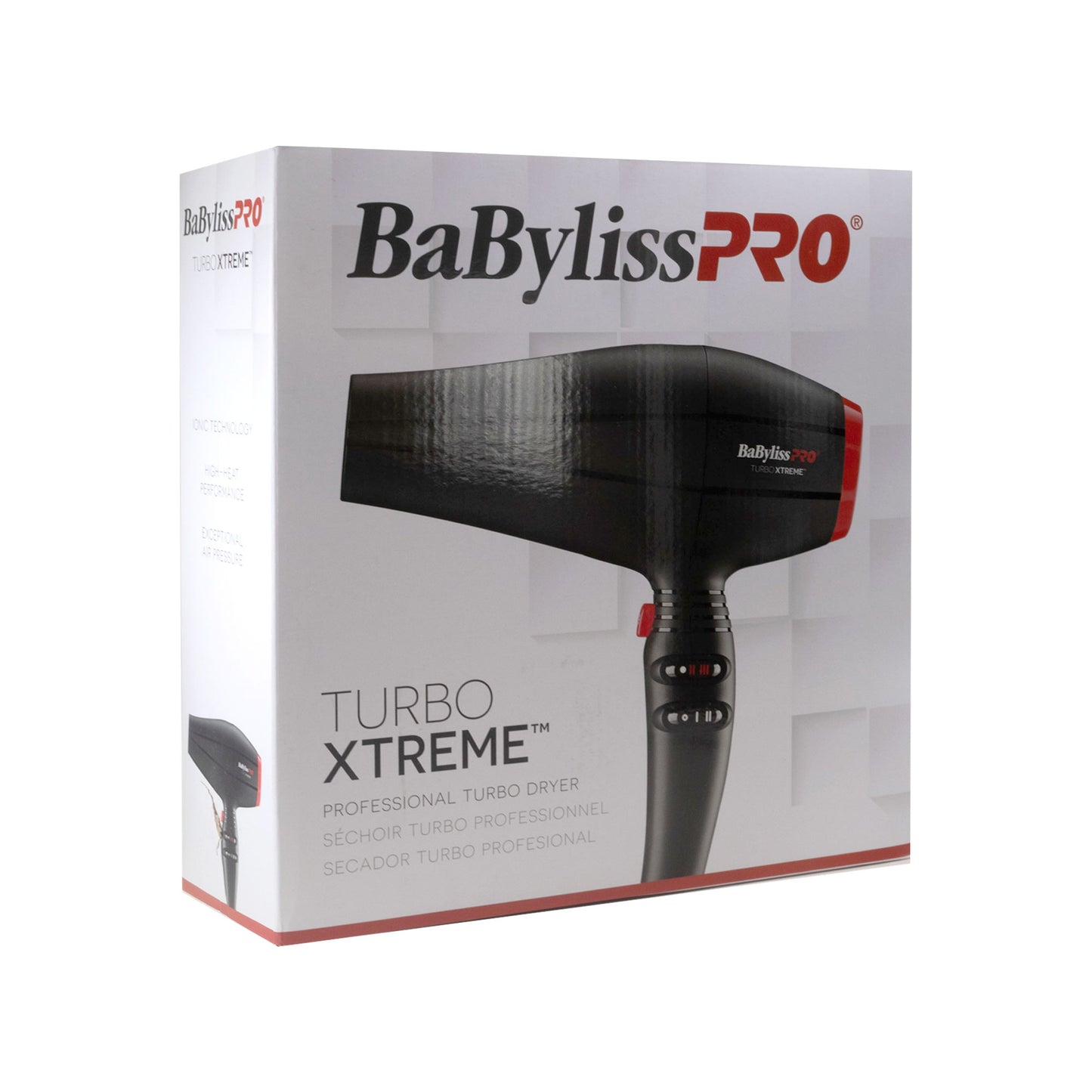 BaByliss Pro Professional Turbo Xtreme Hair Dryer BAB9400UC (Black) + Babyliss Pro Barberology Comb Set (Clipper, Cutting, Taper Combs) - Red