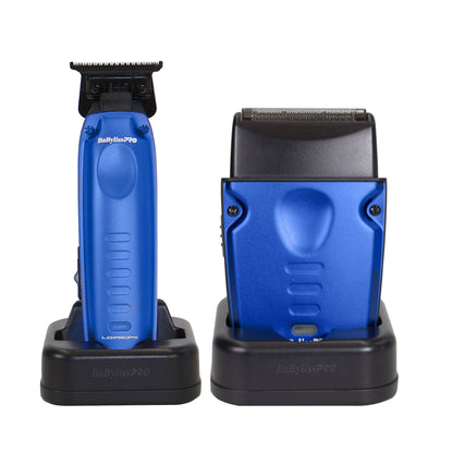 BaBylissPRO High Performance Low Profile Compact Trimmer - Blue (FX72) + BaByliss Pro Lo-ProFX Compact High-Performance Single Foil Cordless Shaver (Blue)