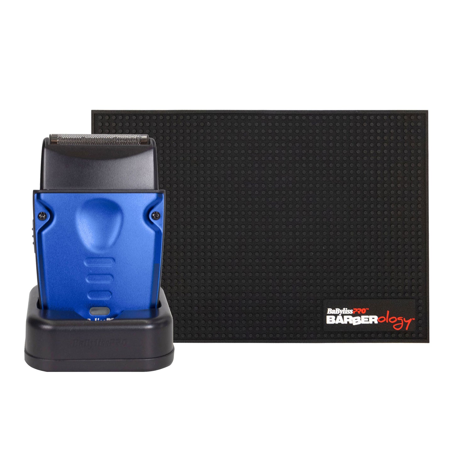 BaByliss Pro Lo-ProFX Compact High-Performance Single Foil Cordless Shaver (Blue) + Babyliss Barberology Professional Barber Mat