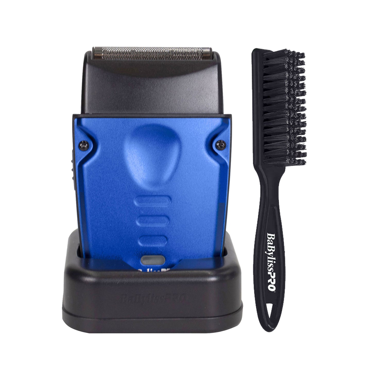 BaByliss Pro Lo-ProFX Compact High-Performance Single Foil Cordless Shaver (Blue) + BaByliss Pro Fade Brush - Black BPFADEB