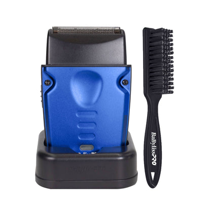 BaByliss Pro Lo-ProFX Compact High-Performance Single Foil Cordless Shaver (Blue) + BaByliss Pro Fade Brush - Black BPFADEB