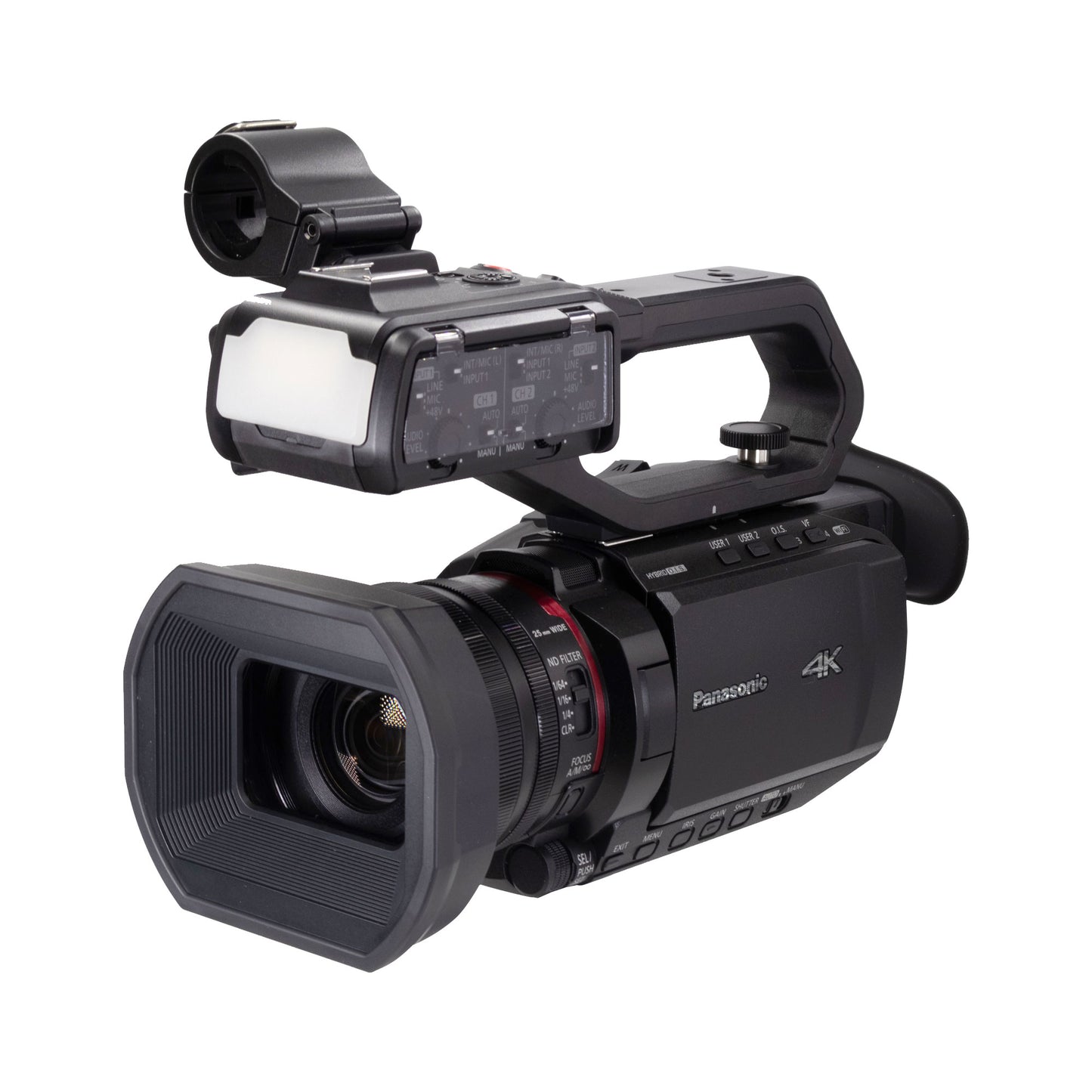 Panasonic CX20 Professional Compact 4K Camcorder with XLR Inputs & IP Connectivity - International Model + Transcend 128GB SDXC/SDHC 300S Memory Card + Full Size DSLR Gadget Bag + VidPro 1"Pr Shotgun Microphone Kit + Professional Cleaning Kit