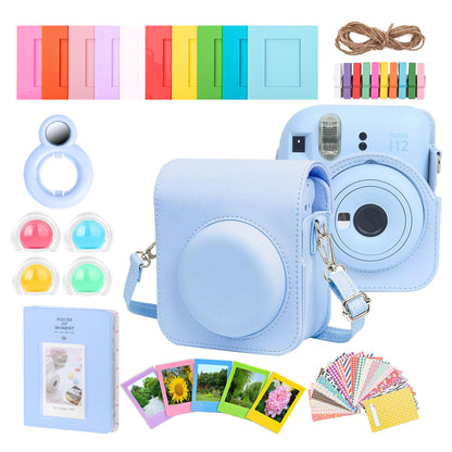 FUJIFILM INSTAX MINI 12 Instant Film Camera (Pastel Blue) + Complete Accessory Kit for Fujifilm Instax Mini 8/9/11/12 ÃƒÂ¢Ã‚Â€Ã‚Â“ Camera Case, Photo Album, Frames, Stickers & Lens Filters (Blue) + Fujifilm 2x10 Film Mini Instax Film Pack
