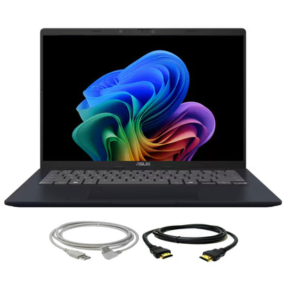 ASUS Vivobook 14 14" FHD+ Laptop - Snapdragon X - 16GB Memory, 512GB SSD (Quiet Blue) with Cables