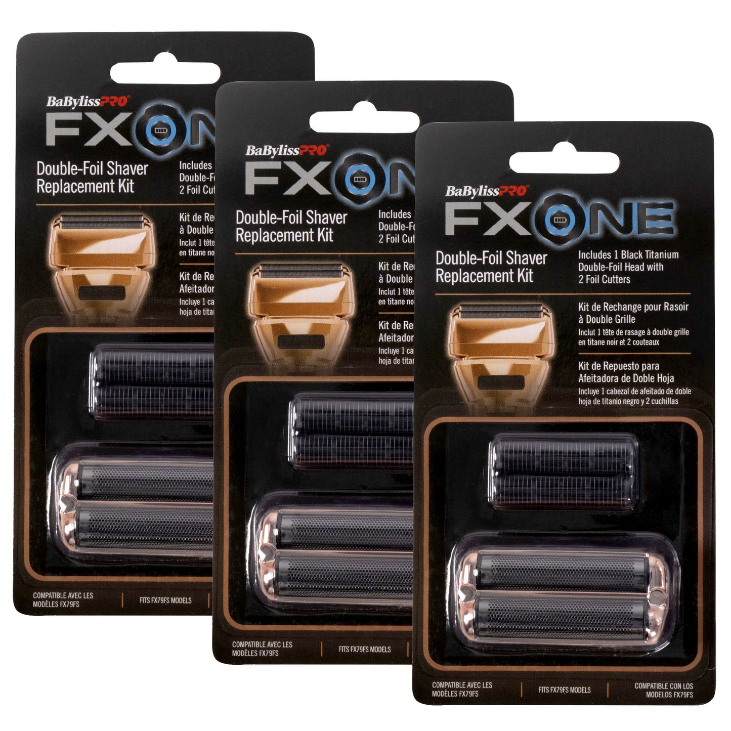 3x BaByliss Pro FXONE Double Foil Shaver Replacement Foil and Cutter