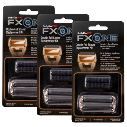 3x BaByliss Pro FXONE Double Foil Shaver Replacement Foil and Cutter
