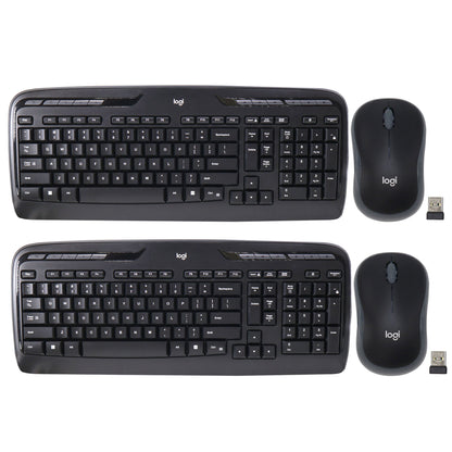 2x Logitech MK320 Full-size Wireless Membrane Keyboard and Mouse Bundle for PC - Black