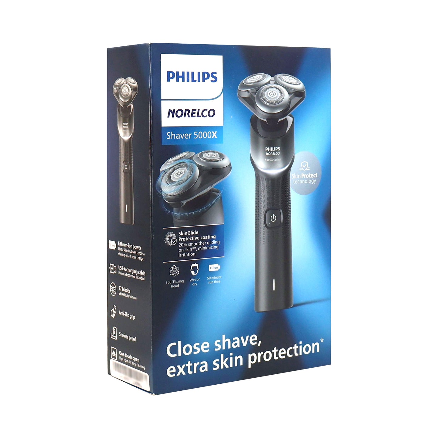 Philips Norelco 5000X Rechargeable Wet & Dry Shaver X5004/84 with 2x Philips Norelco Ultimate Comfort Nose Trimmer 1000 Battery Powered NT1605/60