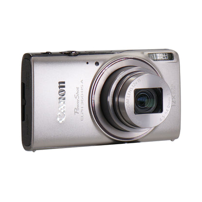 Canon PowerShot ELPH 360 HS A Digital Camera (Silver) + 32GB MicroSD Memory Card + Neoprene Compact Protective Carrying Case  + Vivitar Pistol Grip Tabletop Tripod + Memory Card Reader + Vivitar Three Piece Cleaning Kit