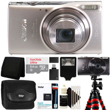 Canon PowerShot ELPH 360 HS A Digital Camera (Silver) with 64GB microSDXC Card All You Need Accessory Bundle