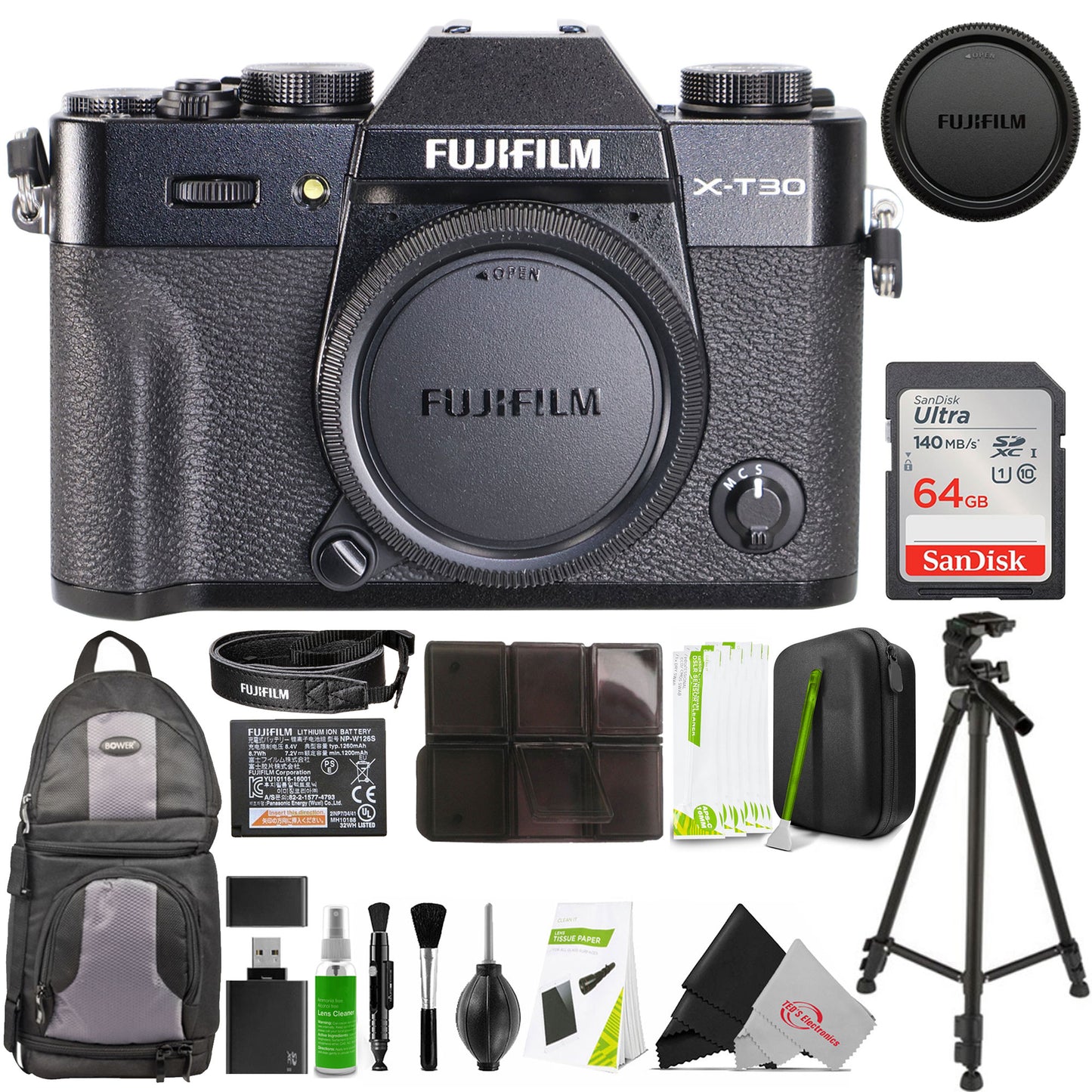 FUJIFILM X-T30 III Mirrorless Camera (Black) All You Need Accessory Bundle