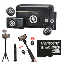 Hollyland LARK M2 2-Person Wireless Mini Combo Microphone System (Shine Charcoal) with 13'' Foldable Pocket Tripod and 16GB MicroSD Card