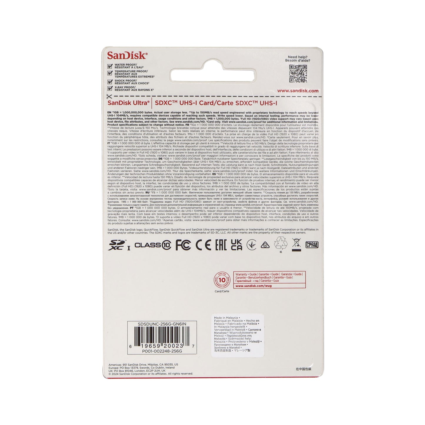Sandisk 256GB Ultra SDXC UHS-I Memory Card - Up to 150MB/s