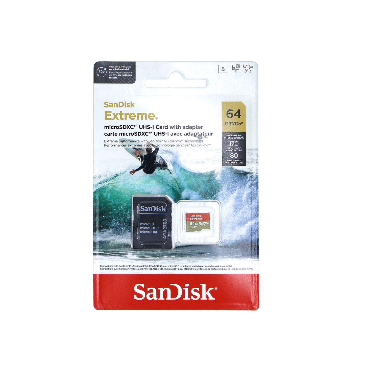 SanDisk Micro SD Memory Card for 64GB UHS-I Action Camera with Adapter
