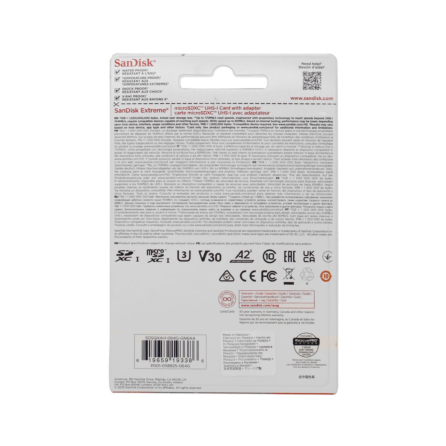 SanDisk Micro SD Memory Card for 64GB UHS-I Action Camera with Adapter