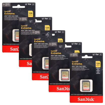 5x Sandisk 128GB Extreme SDXC UHS-I Memory Card