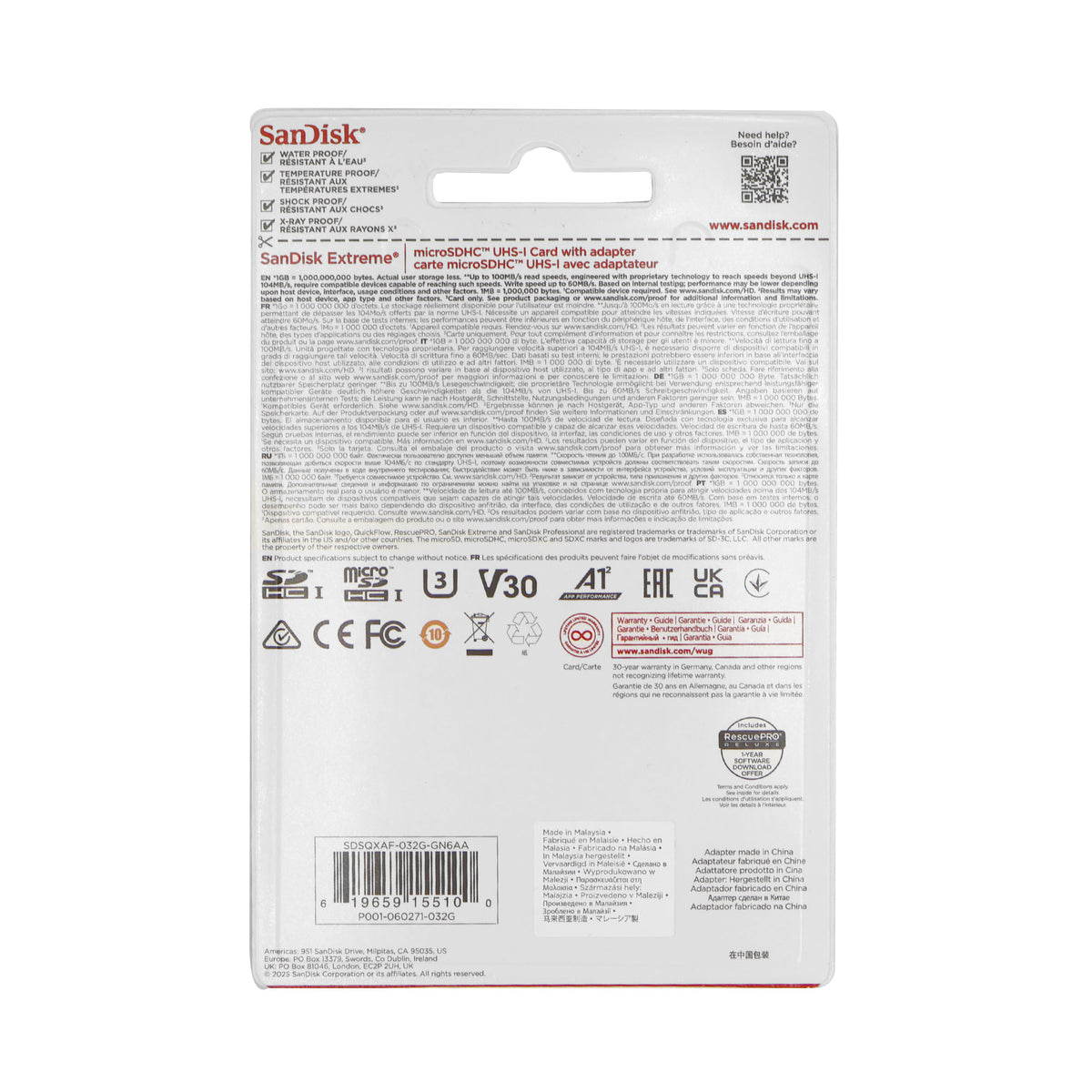 10x SanDisk 32GB Extreme UHS-I microSDHC Memory Card with SD Adapter