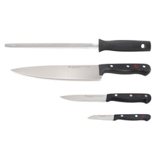 Wusthof Gourmet 4-Pc Chef's Knife Set  (8" Chef's, 2.75" Paring, 4.5" Utility, Honing Steel) + 2-Pc Carving Set (Classic 8" Carving, Classic 6" Meat Fork)