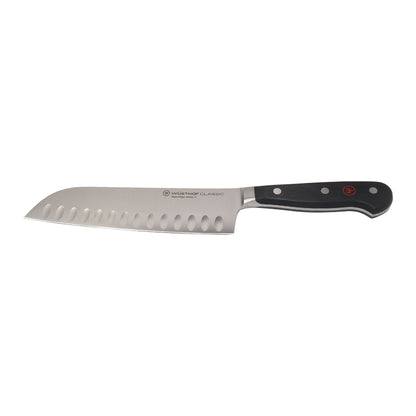 Wusthof Classic 17cm / 7" Hollow Edge Santoku Kitchen Knife + Wusthof Classic 2-Piece Carving Set - Includes Classic 8" Carving Knife + Classic 6" Straight Meat Fork  - 1120160204