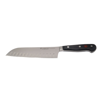 Wusthof Classic 17cm / 7" Hollow Edge Santoku Kitchen Knife + Wusthof Classic 2-Piece Carving Set - Includes Classic 8" Carving Knife + Classic 6" Straight Meat Fork  - 1120160204