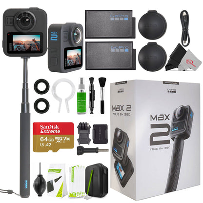 GoPro MAX2 True 8K 360 Action Camera Accessory Bundle + GoPro Replacement Lens Kit for MAX2 + Professional Cleaning Kit APS-C DSLR Cameras Sensor Cleaning Swabs with Carry Case