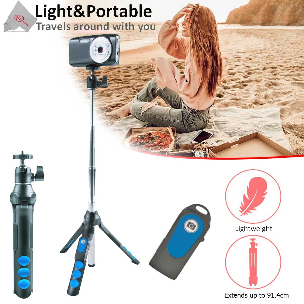 GoPro HERO13 Action Camera Bundle with Additional Battery, 128GB microSD Card and Carrying Case (Black) + Vivitar 7-in-1 Streaming Essentials Selfie Tripod Selfie Stick with Wireless Remote for Smartphones Cameras and GoPro