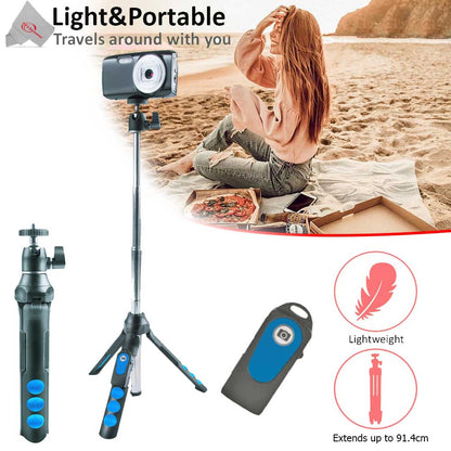 GoPro HERO13 Action Camera Bundle with Additional Battery, 128GB microSD Card and Carrying Case (Black) + Vivitar 7-in-1 Streaming Essentials Selfie Tripod Selfie Stick with Wireless Remote for Smartphones Cameras and GoPro