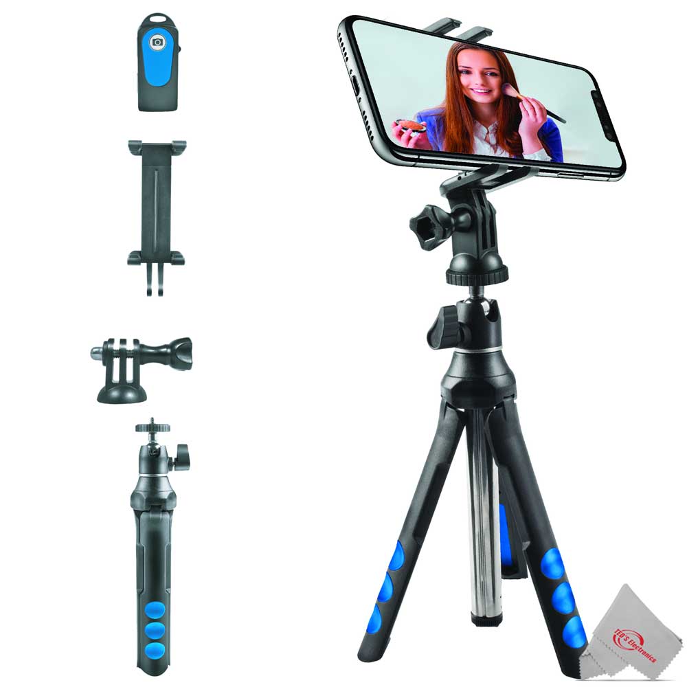GoPro HERO13 Action Camera Bundle with Additional Battery, 128GB microSD Card and Carrying Case (Black) + Vivitar 7-in-1 Streaming Essentials Selfie Tripod Selfie Stick with Wireless Remote for Smartphones Cameras and GoPro
